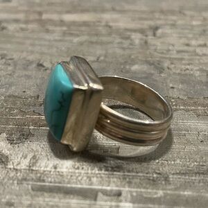 Turquoise Stone Ring Size 8 on Silver 925